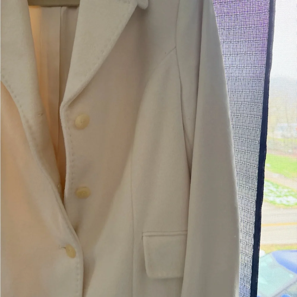 Calvin Klein Cream Single-Breasted Wool-Blend Long Coat - Picture 6 of 13